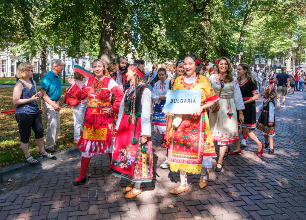 Embassy Festival Cultural Parade participants dressed in traditional dress.